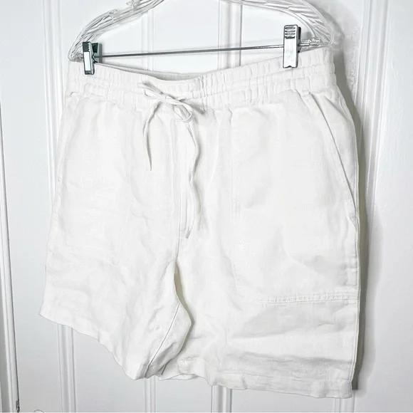 NWOT Lands’ End White Linen Shorts High Rise Bermuda Size Medium 10 12 - Picture 4 of 9
